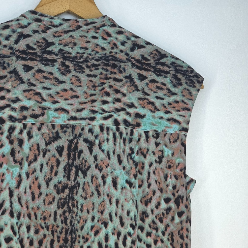J Crew Leopard Print Blouse Women Small Sleeveless Keyhole Neck Colorful Mobwife - Picture 14 of 16